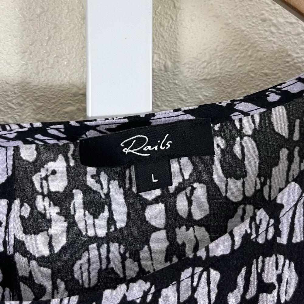 Rails Inez Blouson Dress Women’s Large Black Batik Cheetah Print Smocked Mini - Picture 5 of 8